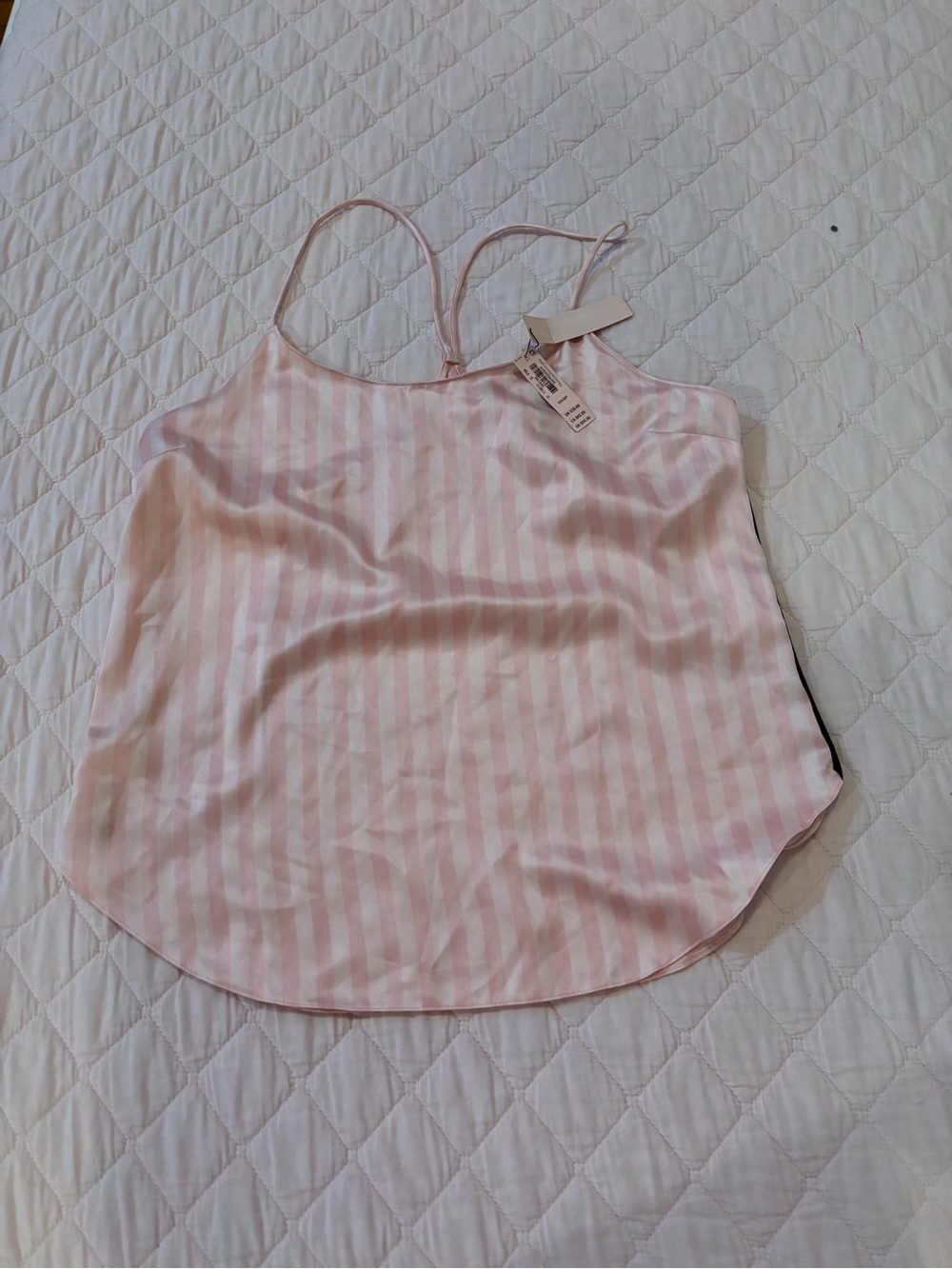 Victoria's Secret Pink and White Striped Satin Cami